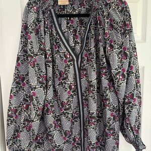 Rungolee Silk Floral Blouse - Black and Pink